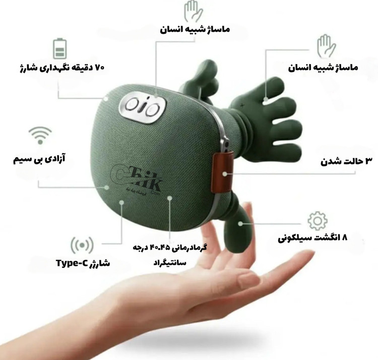 ماساژور حرارتی گردن و کمر بیسیم Elosnoc – ماساژ عمیق 4D و طراحی شبیه دست انسان اصلی