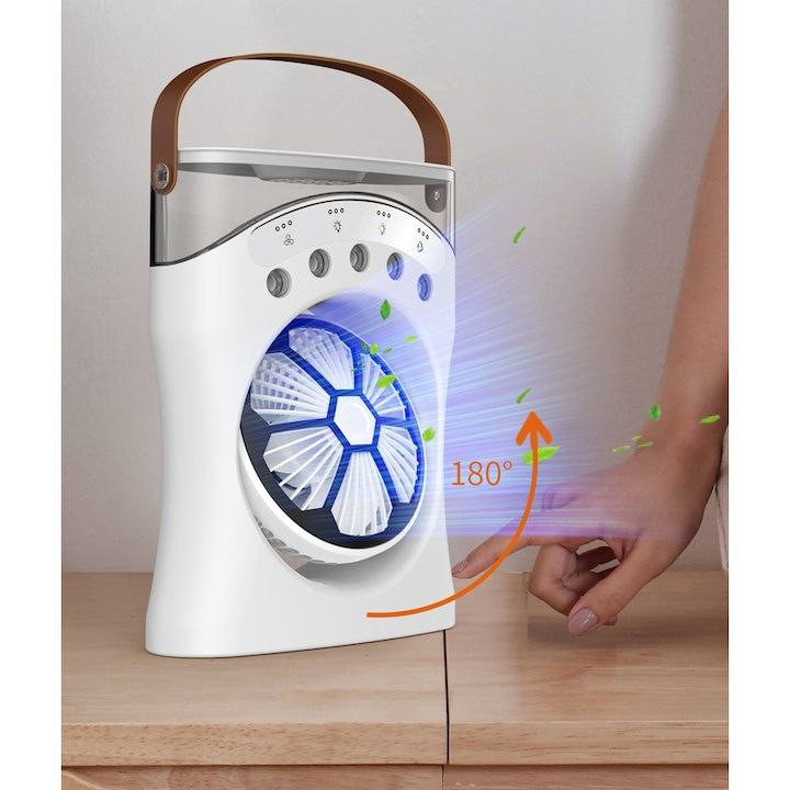 پنکه شارژی مدل مه پاش کد M2053 ظرفیت 3600 میلی آمپر ساعت LED دار نسخه اصلی
